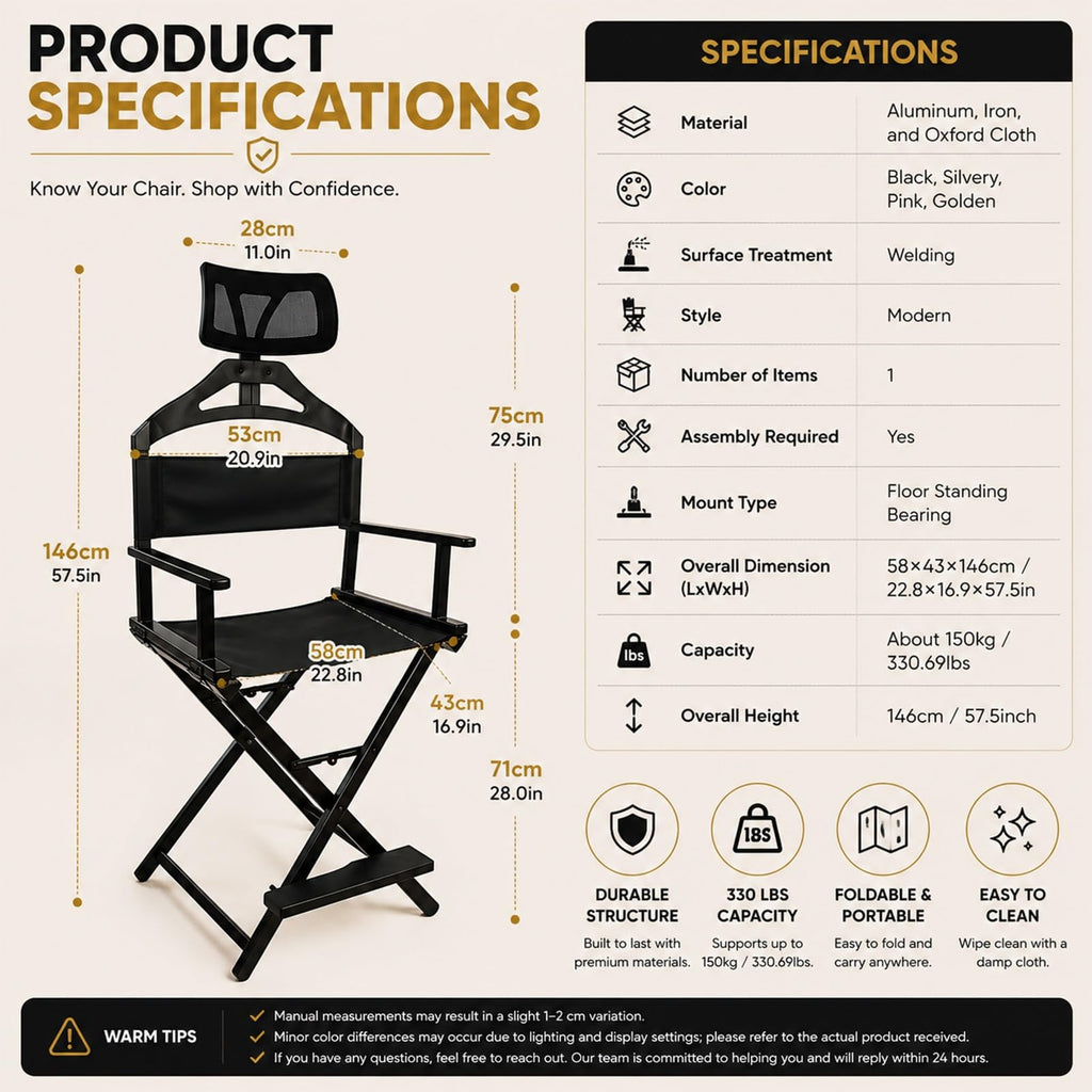 Extra Tall Foldable Makeup Artist Chair S503
