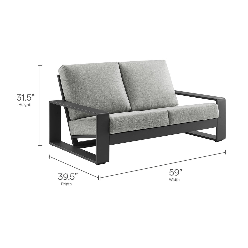 Light Gray Aluminum Outdoor Loveseat with Removable Cushions W17274