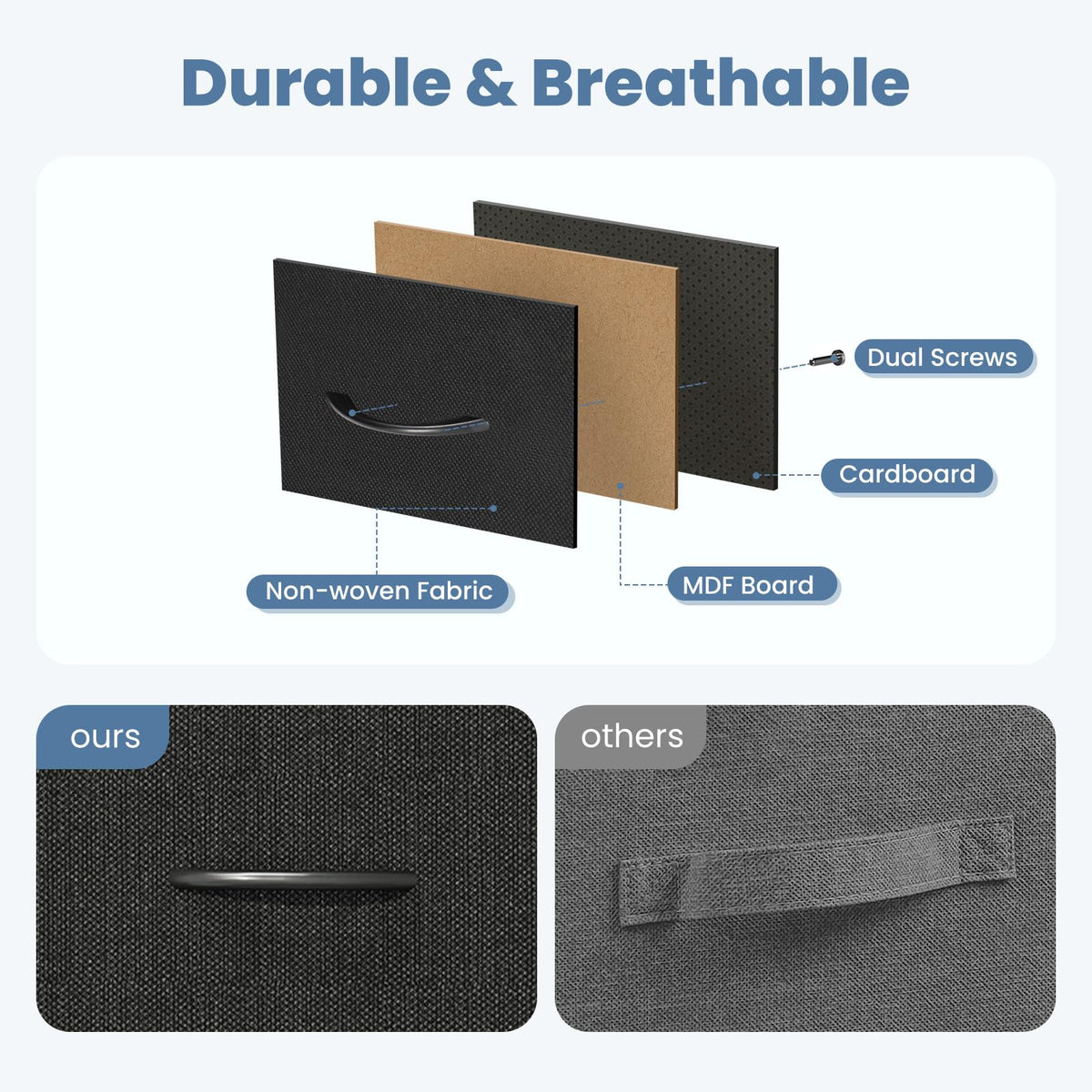 Black 8 Fabric Drawer Dresser with Wood Top W932