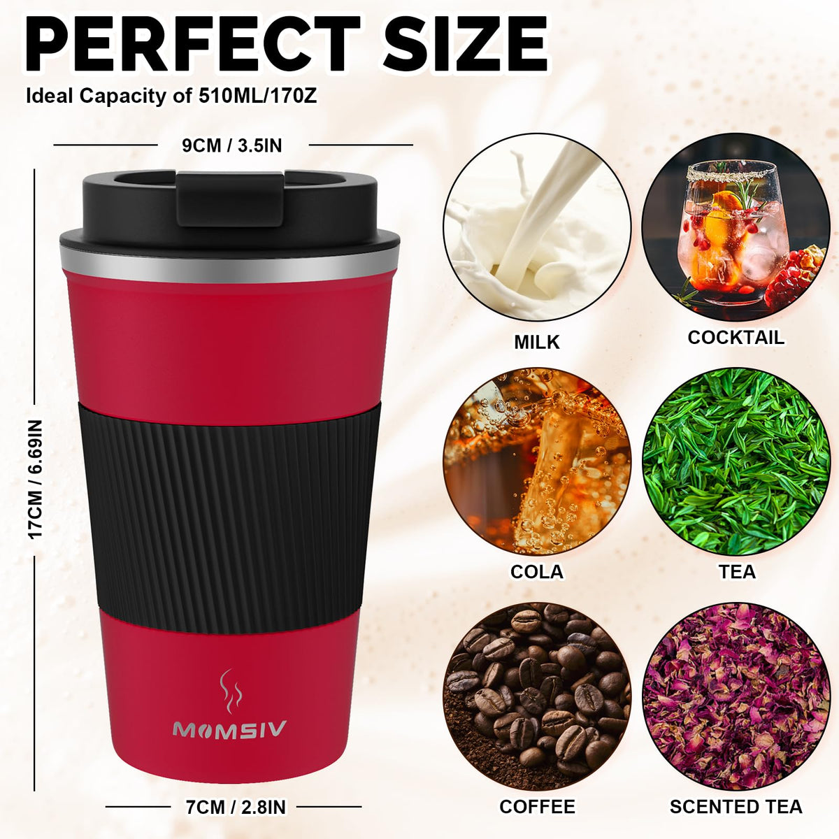 17oz Insulated Travel Coffee Mug with Leakproof Lid D319186