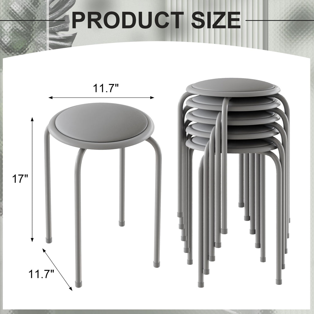 Grey 17 Inch Padded Steel Stacking Stools L87799