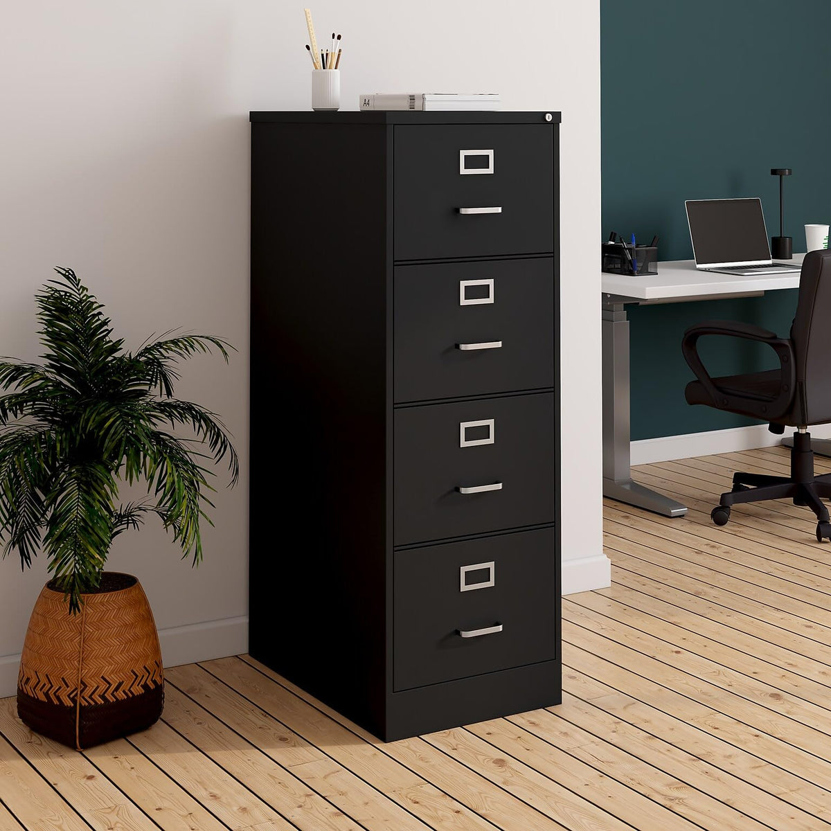 4 Drawer Black Vertical File Cabinet C44284