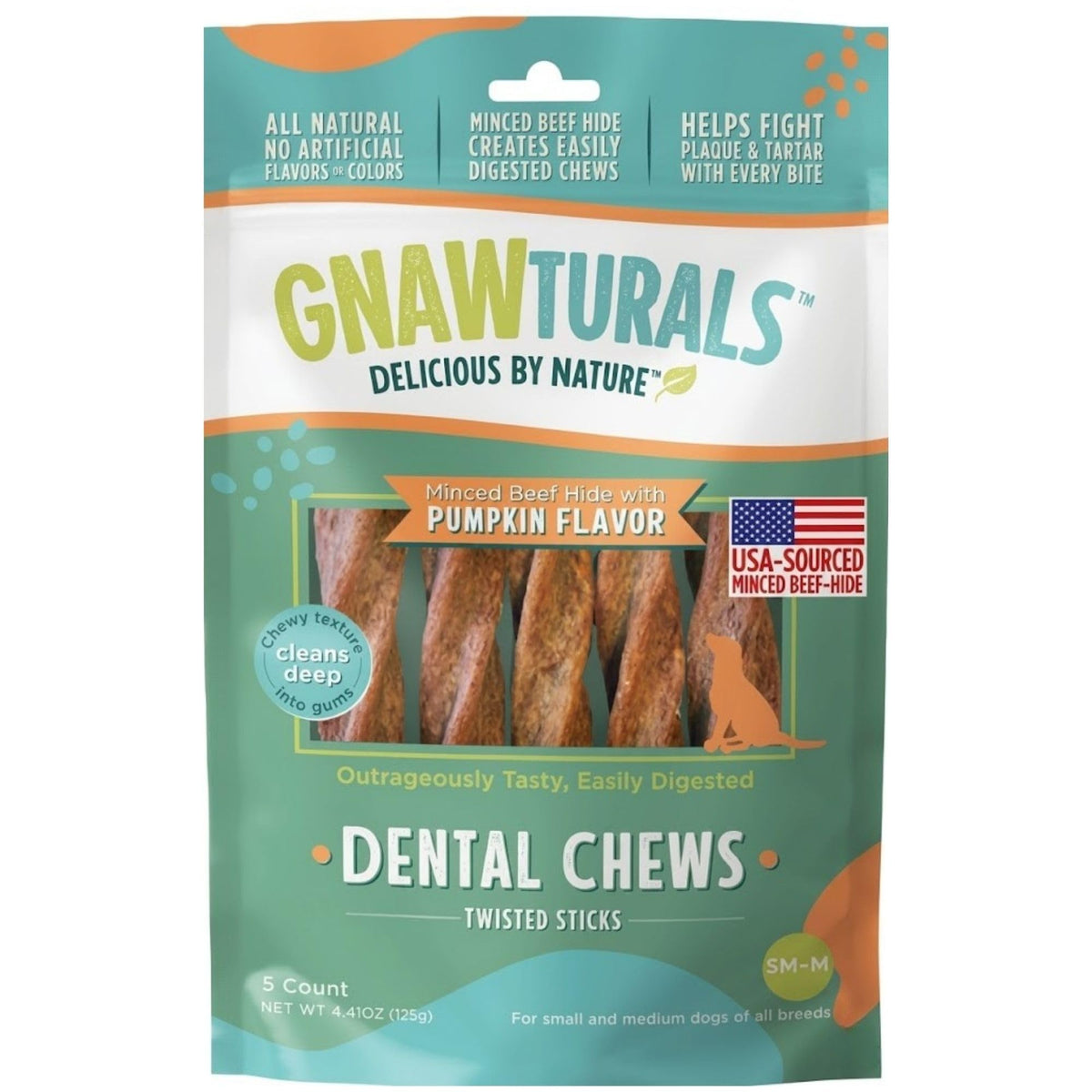 Twisted Sticks Dental Chews for Dogs (5 Sticks, Pumpkin) N48855