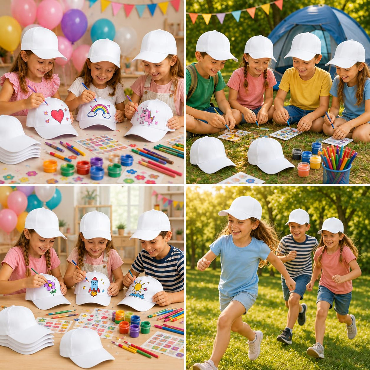 30 Pcs DIY Kids Baseball Caps Hats X450