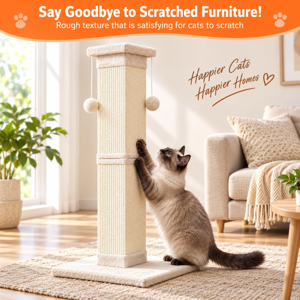 33 Inch Nature Sisal Cat Scratching Post Q565