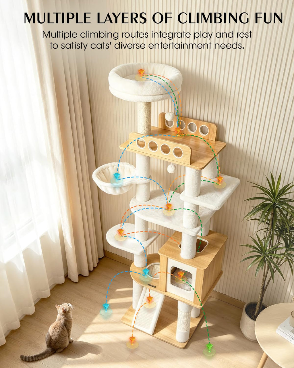 70" Wood Cat Tree for Large Cats G879225