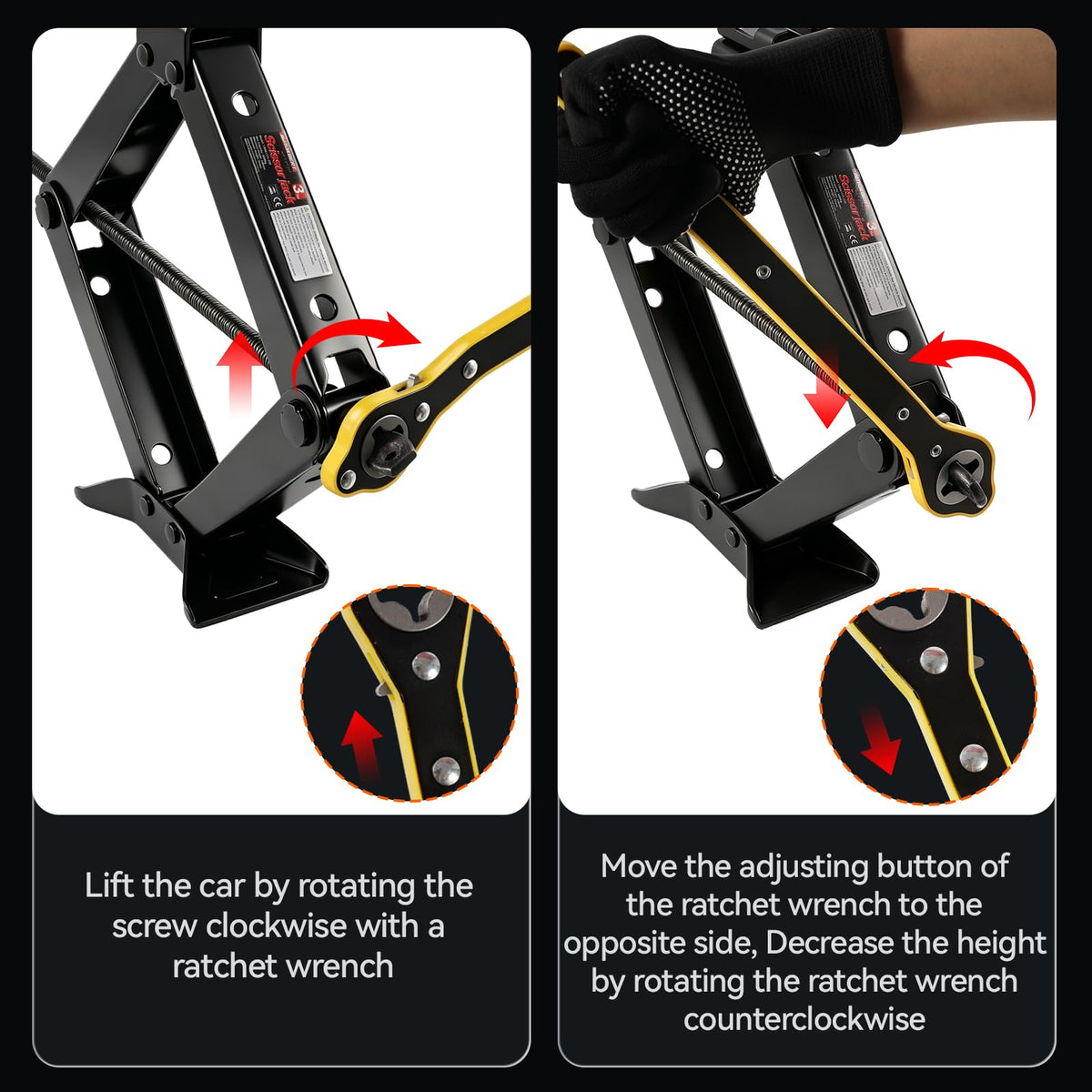 3 Ton Heavy Duty Scissor Jack with Lug Wrench A24773