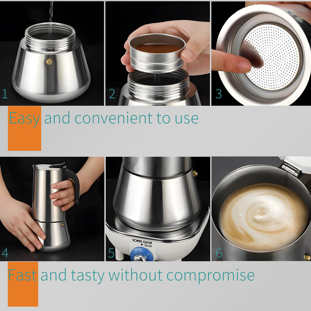 Stainless Steel Stovetop Espresso Maker 300ml 6 cup L70312
