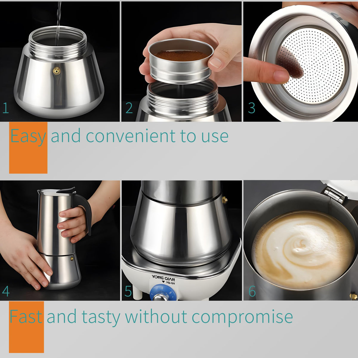 Stainless Steel Stovetop Espresso Maker 300ml 6 cup L70312