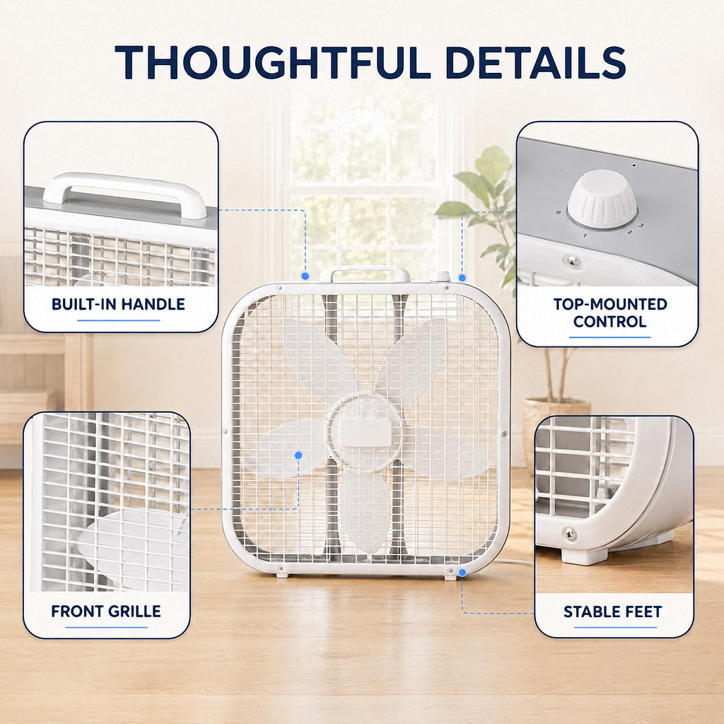 20 Inch 3-Speed White Box Fan B447685