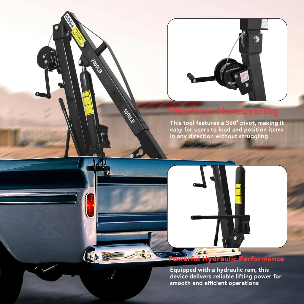 2000 lbs Folding Truck Crane with Hydraulic Winch L83607
