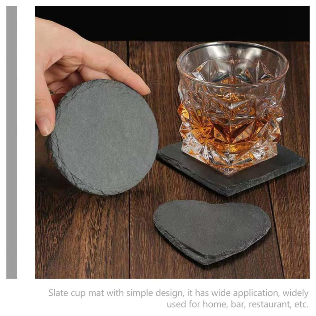 Black Natural Stone Cup Coaster Set W2679