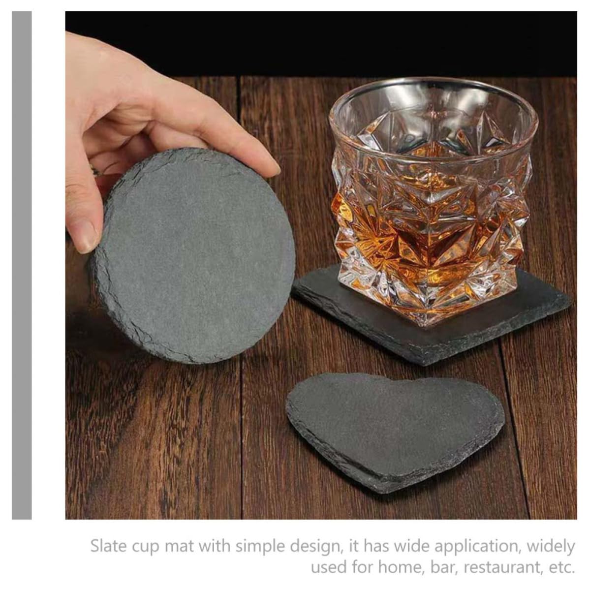 Black Natural Stone Cup Coaster Set W2679