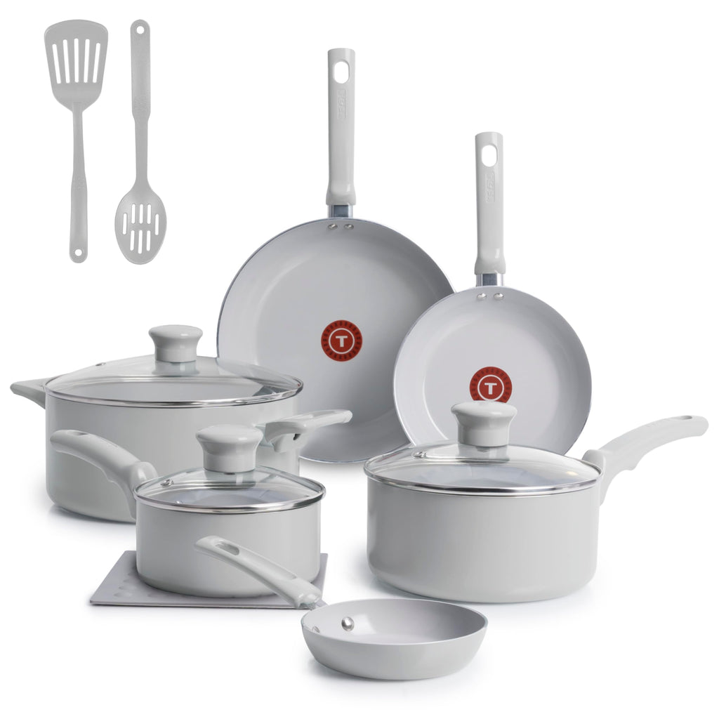 Ceramic Nonstick Pots and Pans Set, 12-Piece, Moon Grey K13537