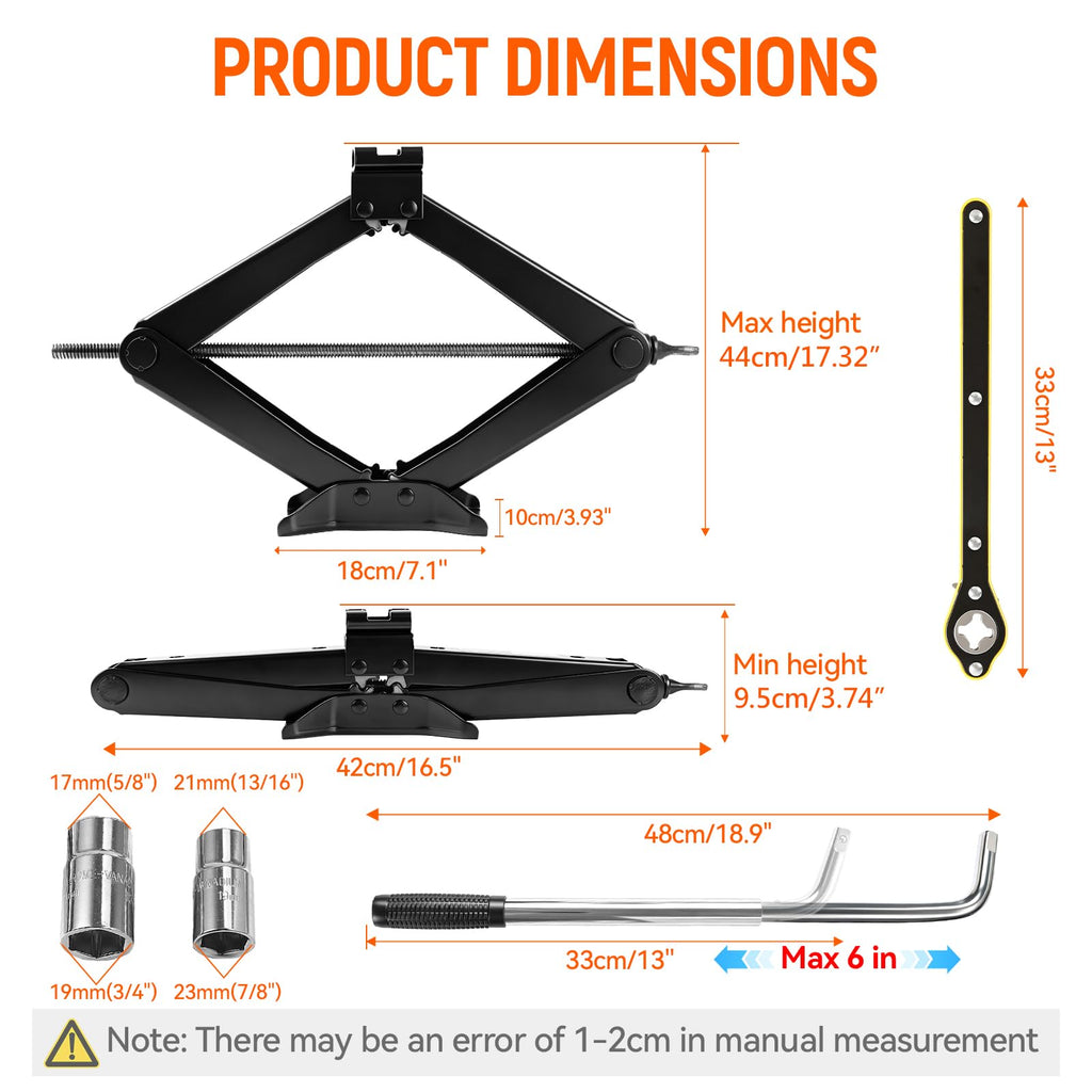 3 Ton Heavy Duty Scissor Jack with Lug Wrench A24773