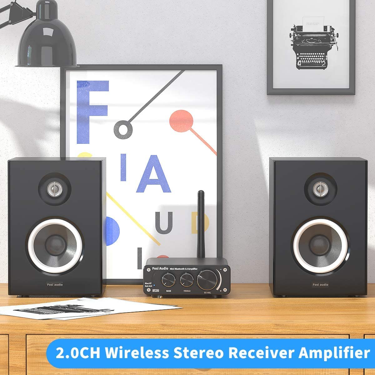 Bluetooth 5.0 Stereo Audio Amplifier Receiver 2 Channel Class D Mini Hi-Fi Integrated Amp 50W x 2 V980937