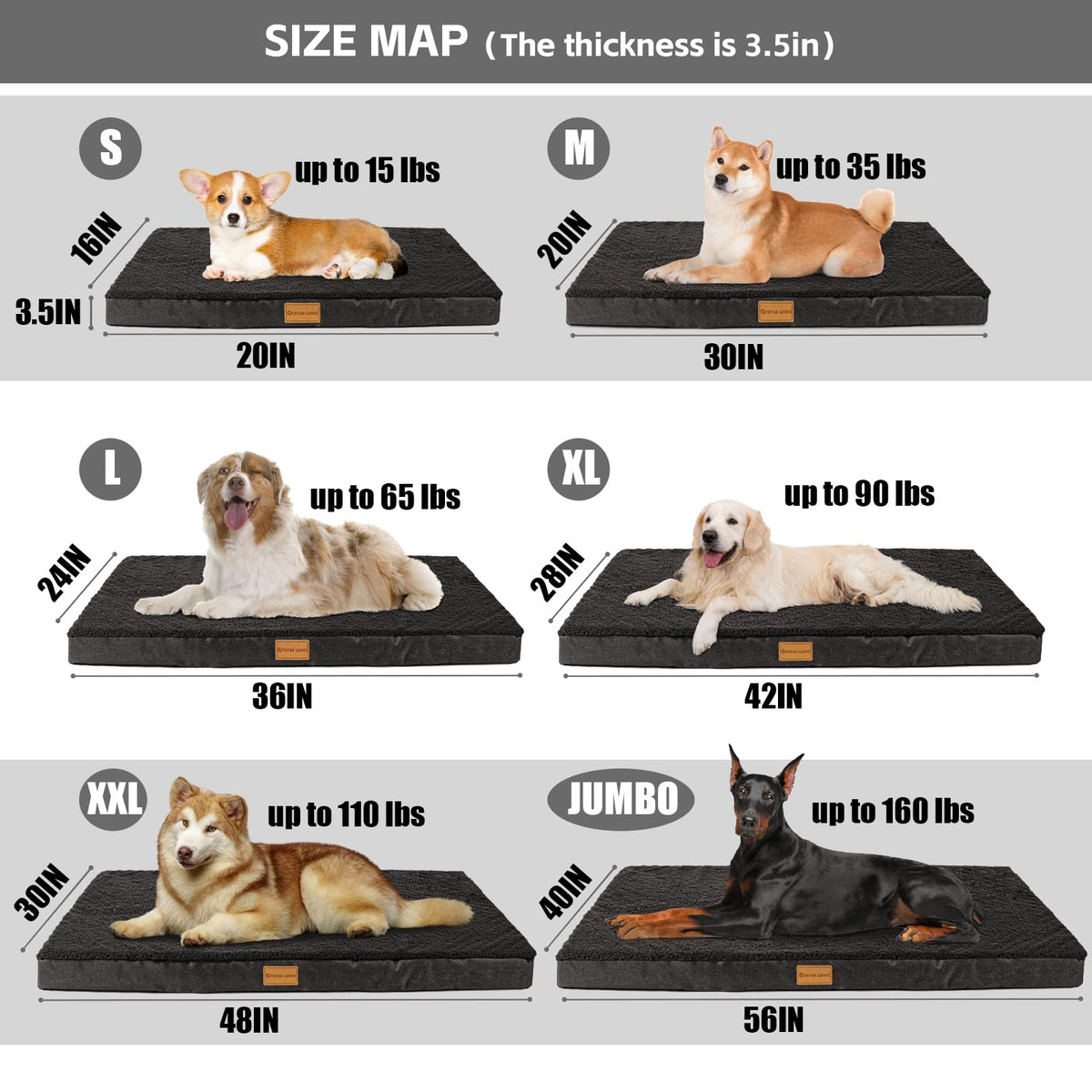 Large Washable Dog Bed 36''X24'' Black W544