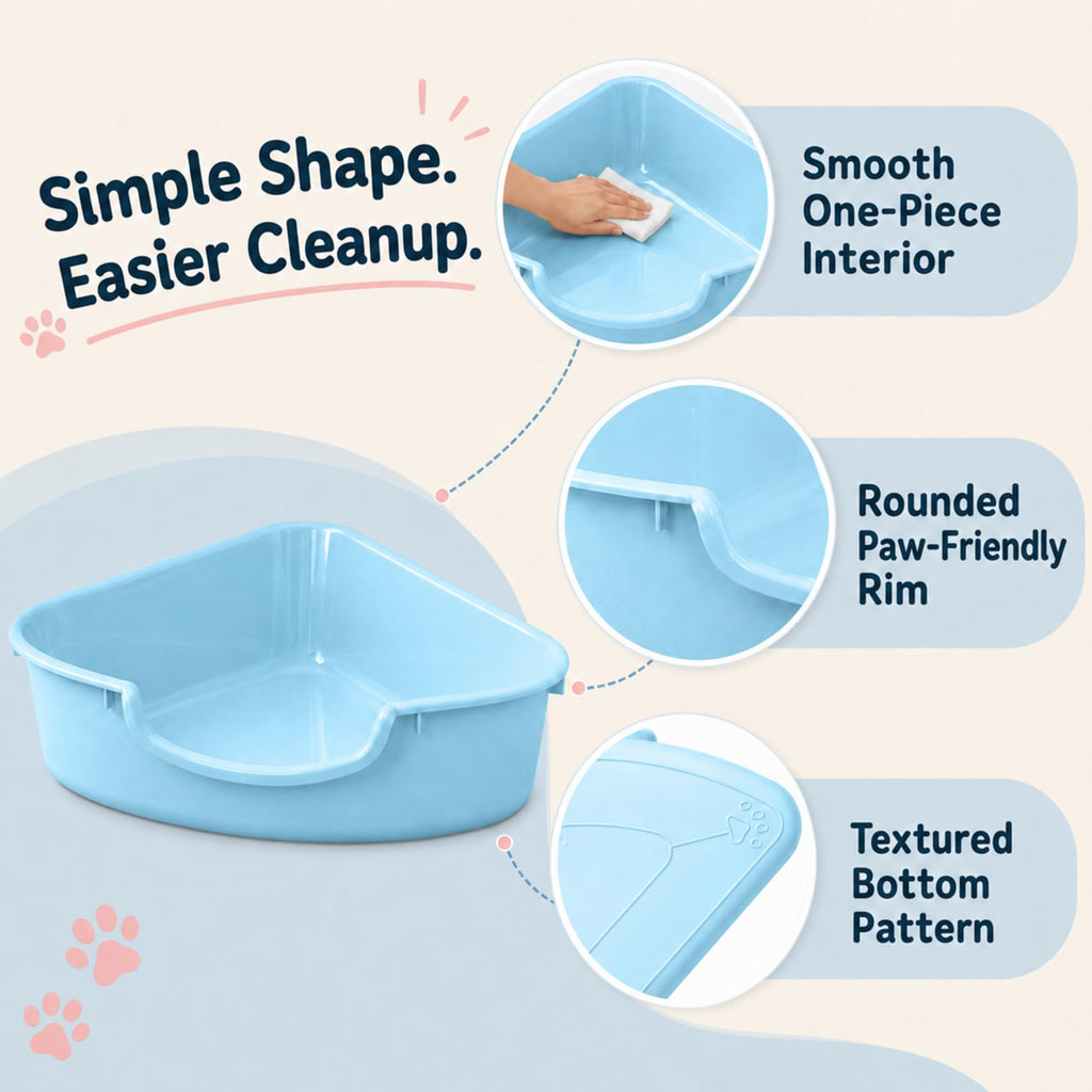 Corner Litter Box, Low Entry Kitten Litter Box E140