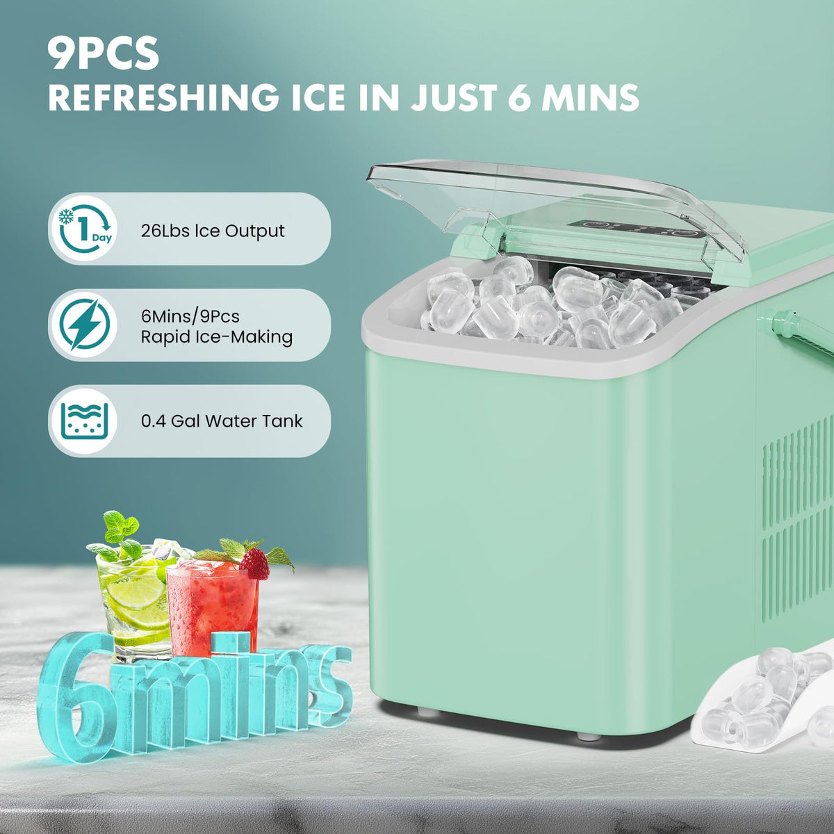 Portable Ice Maker Machine with Handle B5855