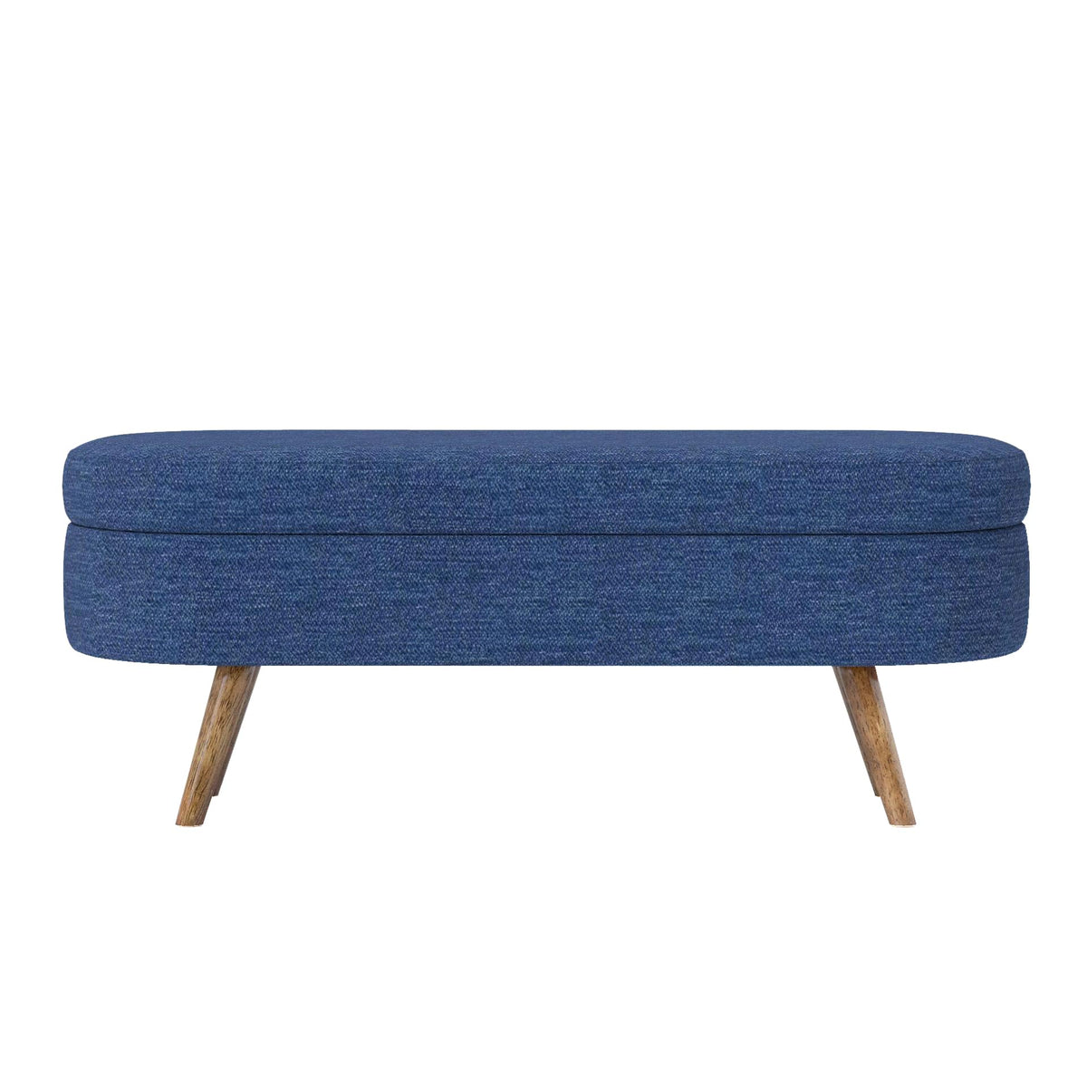 Oval Storage Bench with Rubber Wood Legs, Blue T120313