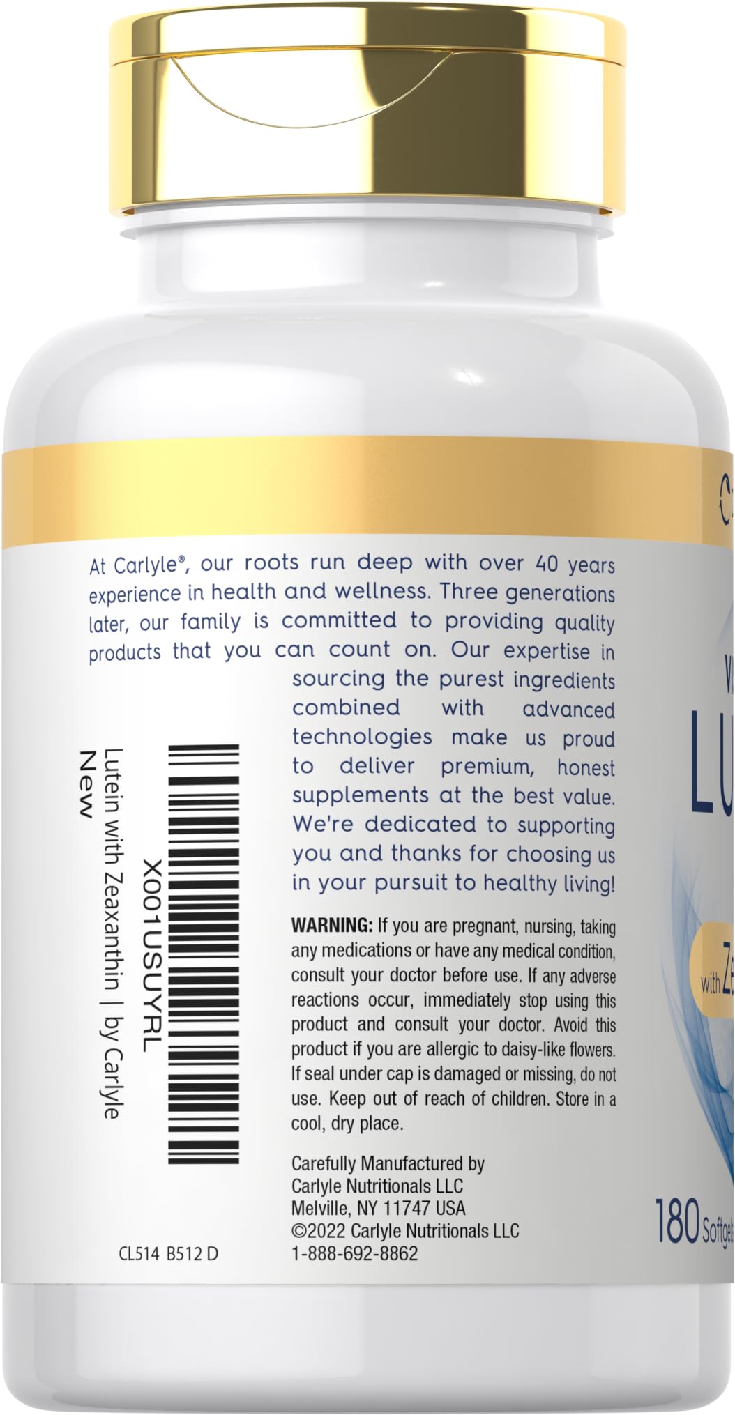 Lutein and Zeaxanthin 40mg 180 Softgels O28756
