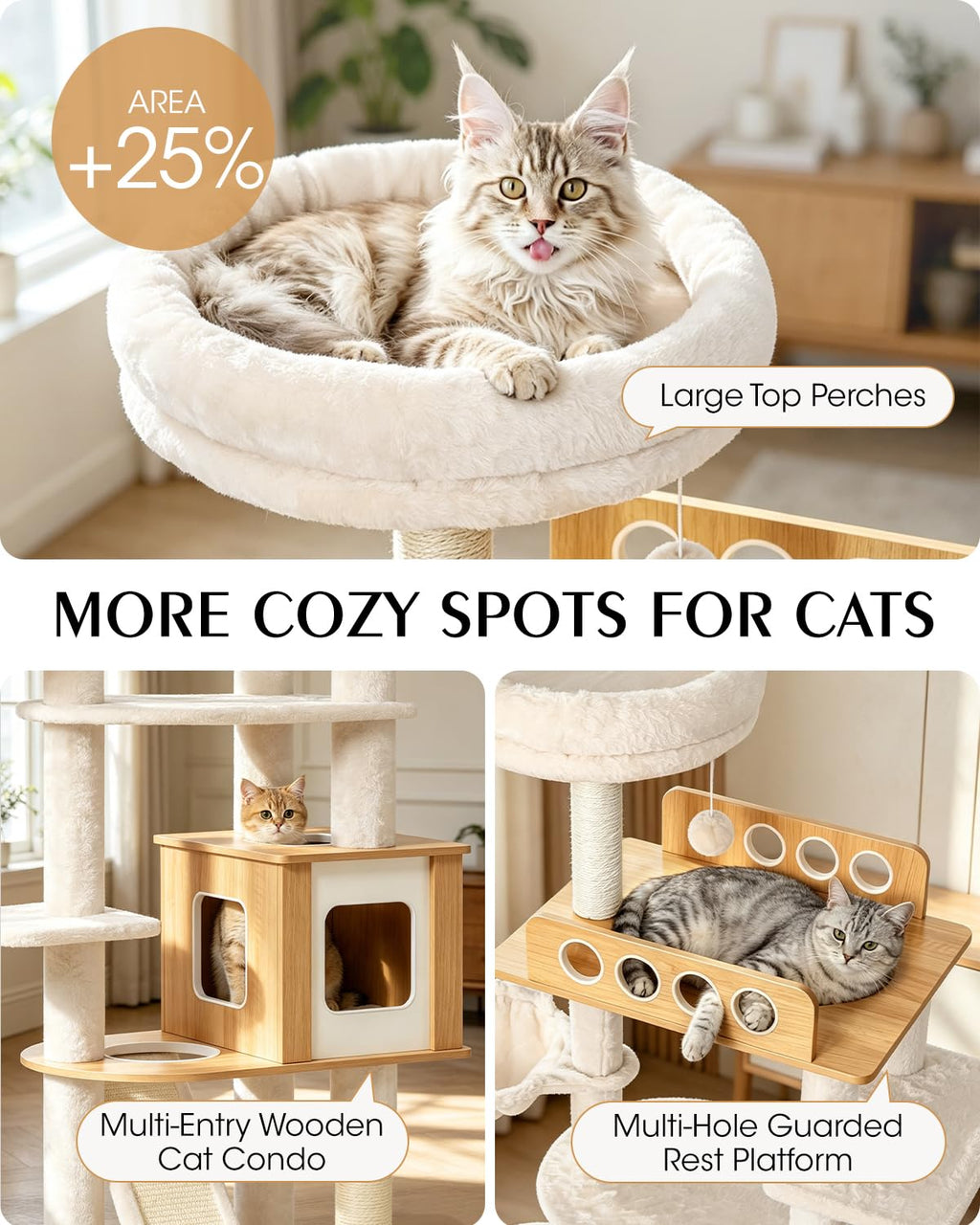 70" Wood Cat Tree for Large Cats G879225