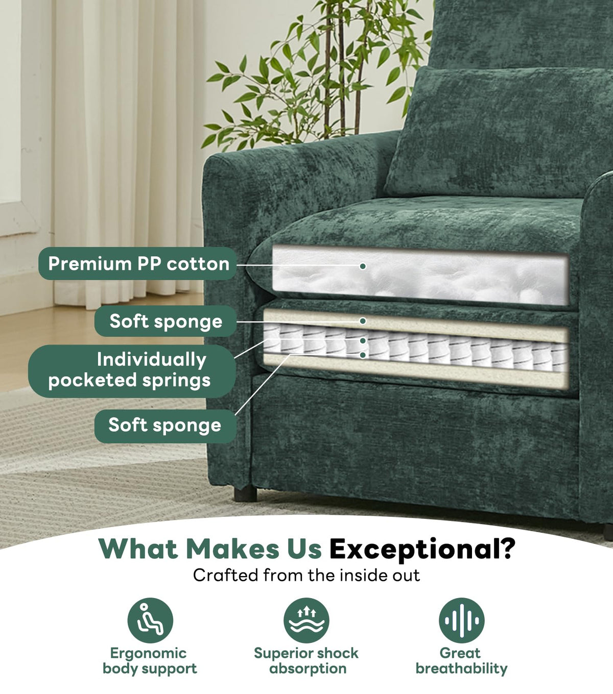 Green 2-Pack Upholstered Accent Chair Set T7863