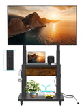 Rolling TV Stand with Power Outlet and Fabric Drawer for 32-75 Inch Flat/Curved Screen Z46842