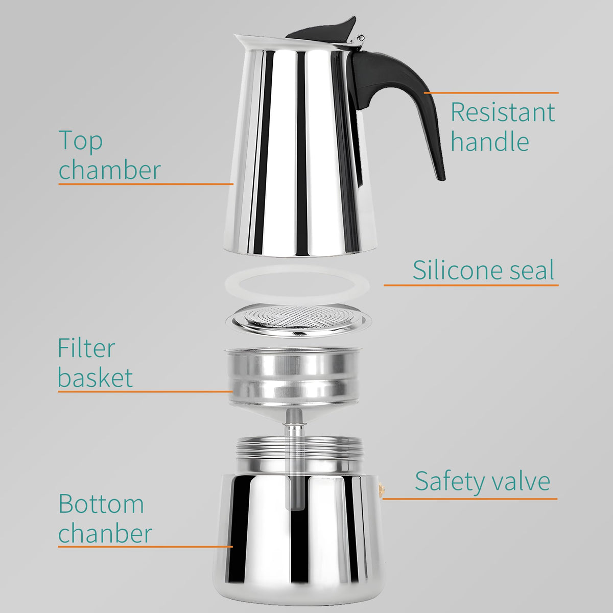 Stainless Steel Stovetop Espresso Maker 300ml 6 cup L70312