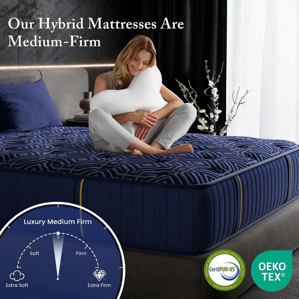 Queen 14 Inch Hybrid Gel Memory Foam Mattress in a Box P718