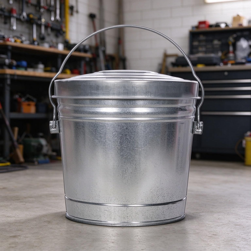 6 Gal Galvanized Steel Storage Can with Locking Lid F20195