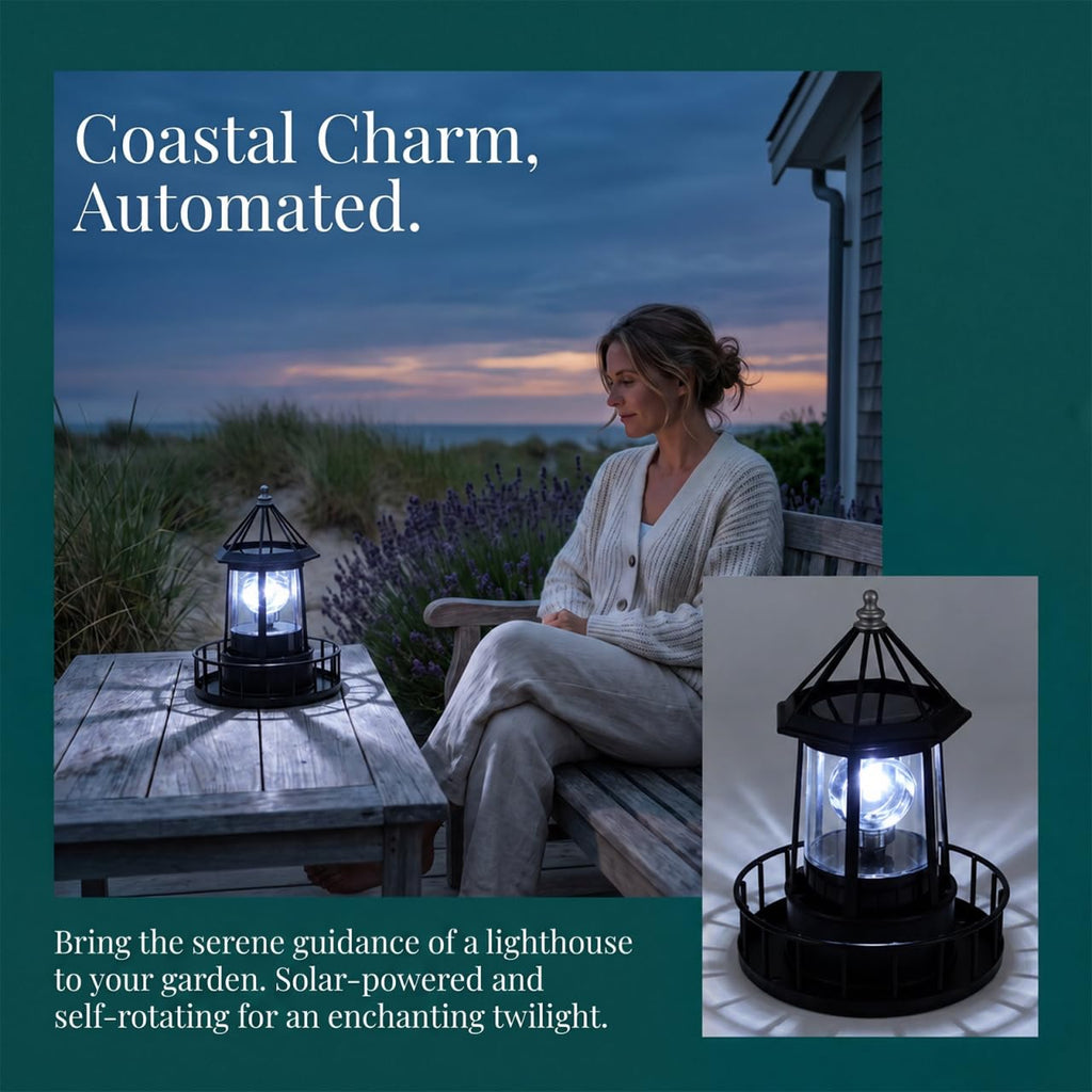 Solar Revolving Lighthouse Light L364