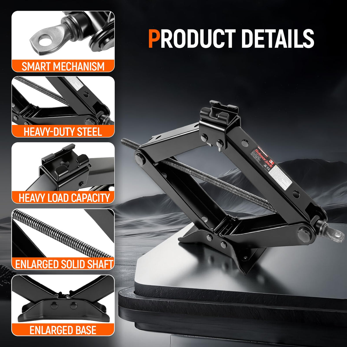3 Ton Heavy Duty Scissor Jack with Lug Wrench A24773