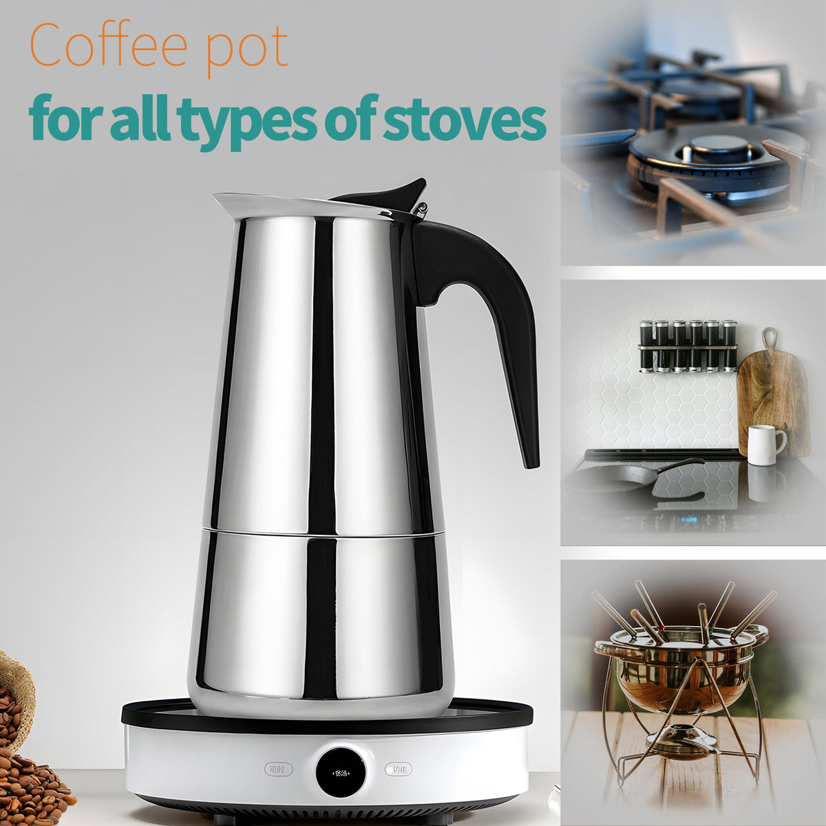 Stainless Steel Stovetop Espresso Maker 300ml 6 cup L70312