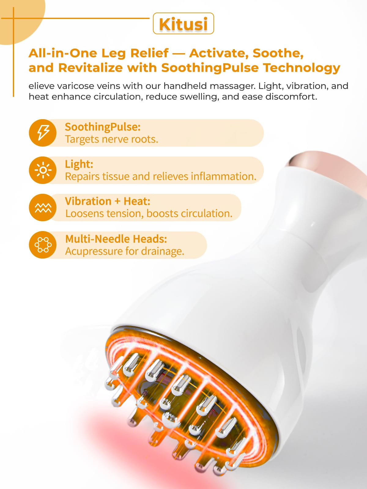 White Calf, Foot & Knee Massager with Heat, Light & Vibration K2992
