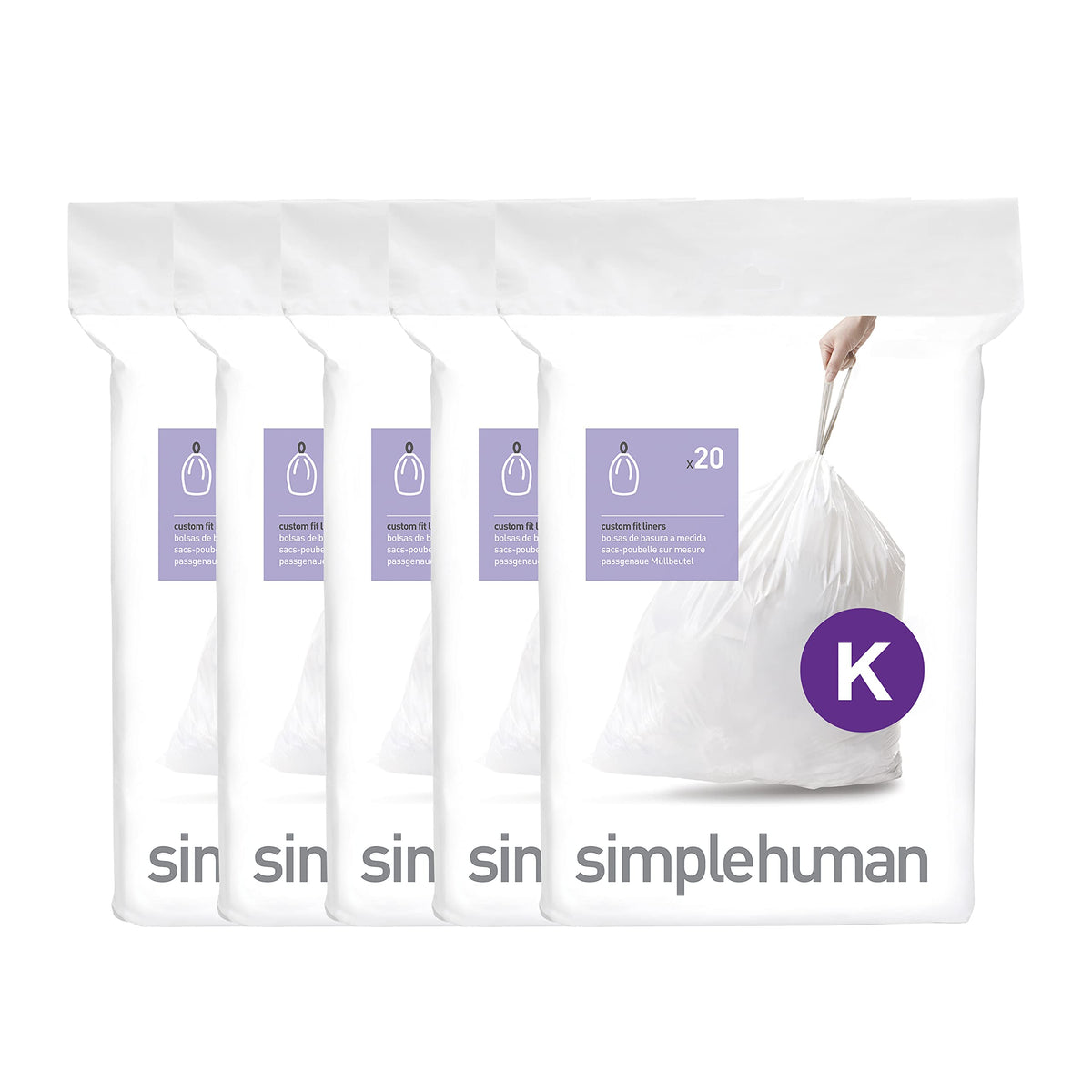 100 Count Drawstring Kitchen Trash Bags, 30-45 Liter, White V936246