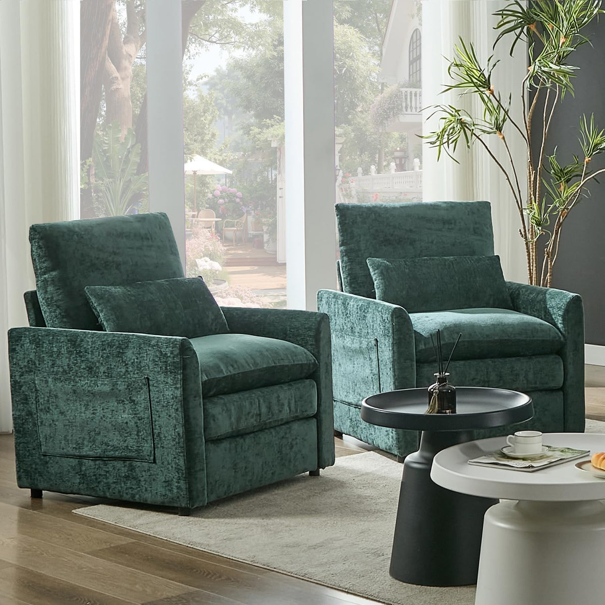 Green 2-Pack Upholstered Accent Chair Set T7863