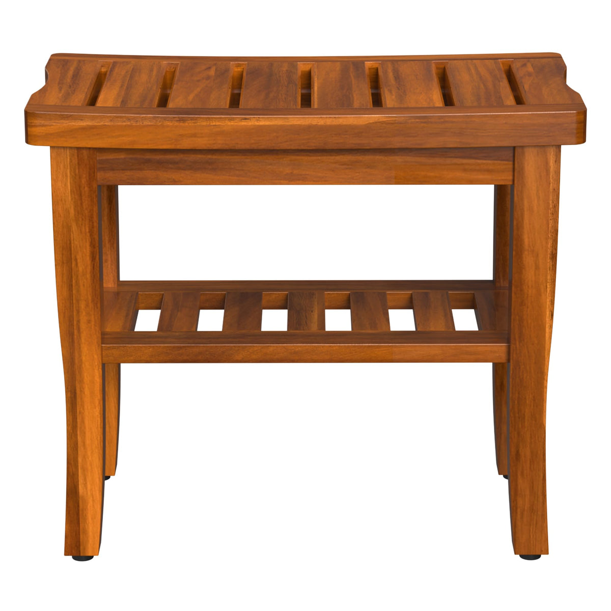 Teak Wood Shower Bench Stool with Storage Shelf U601751
