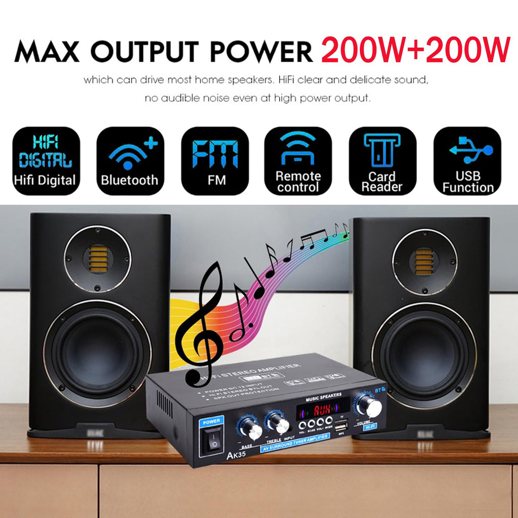 Bluetooth 5.0 200W 2.0 Channel Mini Stereo Amplifier R285