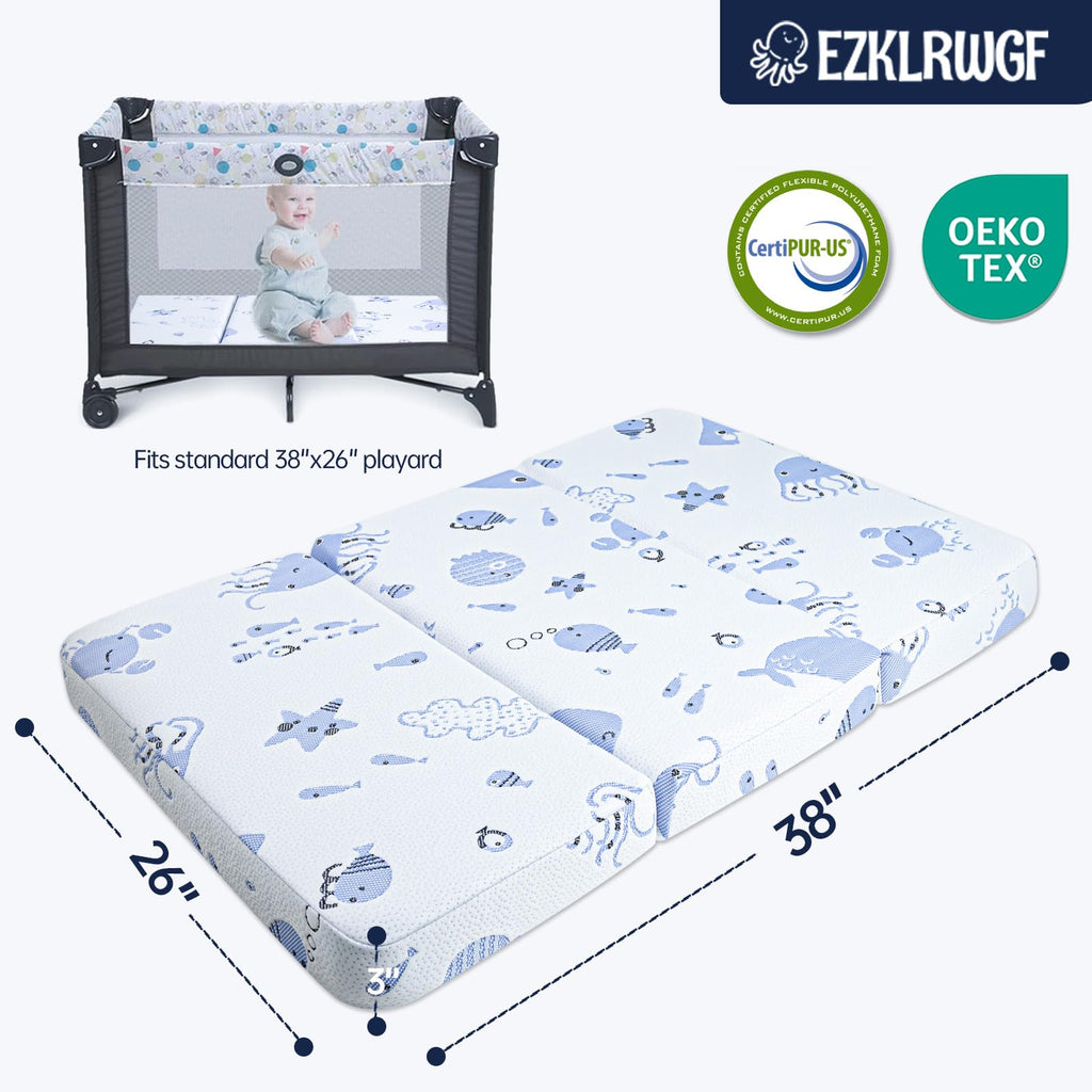 Dual-Sided Memory Foam Trifold Pack and Play Mattress Z49889
