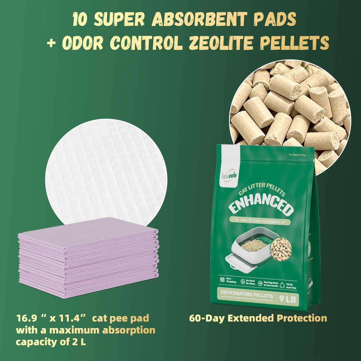 Zeolite Cat Litter Pellets, 9lb Bag, Non Clumping, Unscented W725537