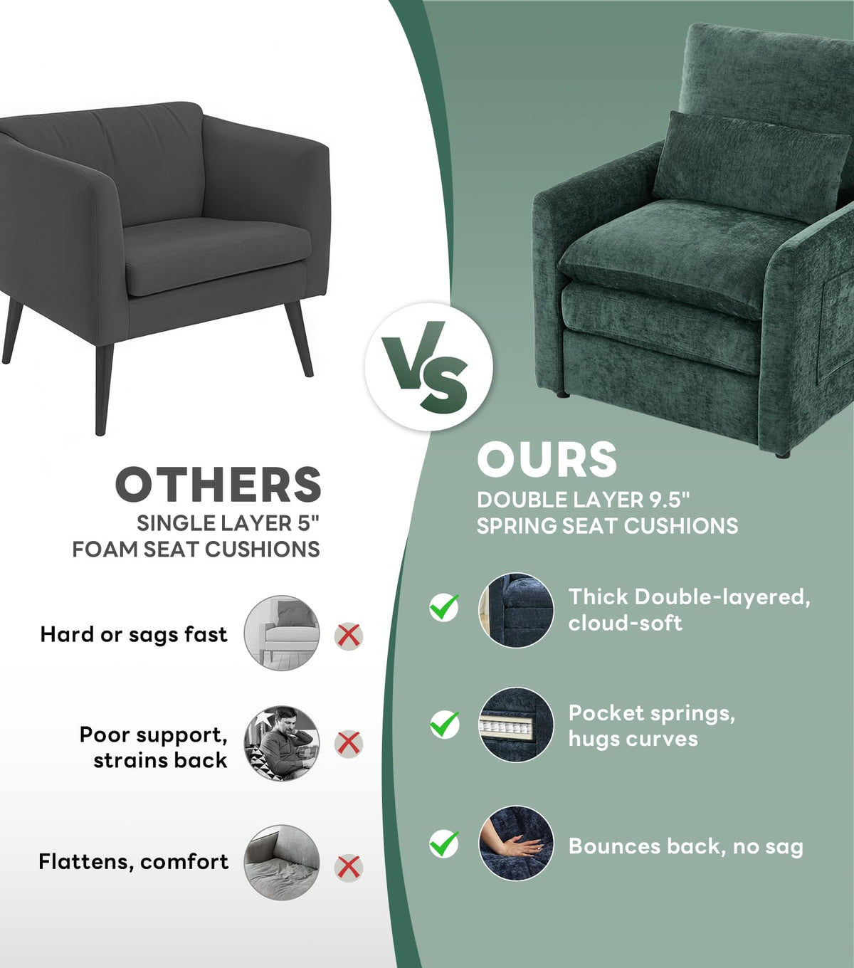 Green 2-Pack Upholstered Accent Chair Set T7863