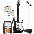 Kids Electric Guitar Set with Microphone & Amp Black M663290