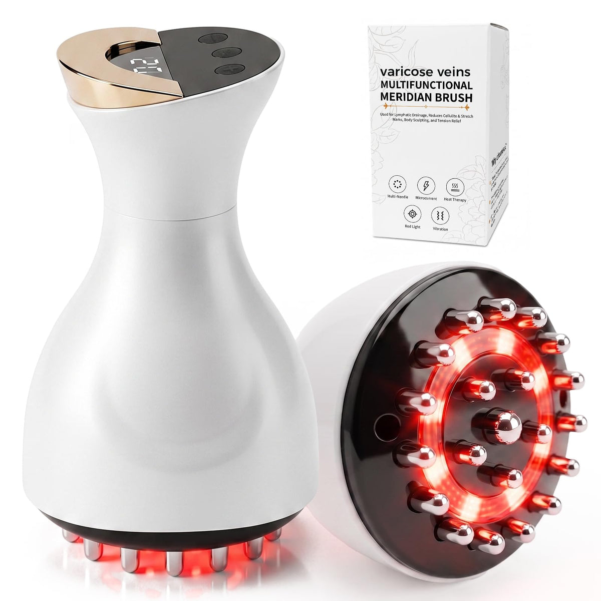 White Calf, Foot & Knee Massager with Heat, Light & Vibration K2992