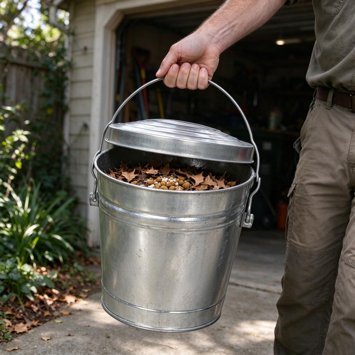 6 Gal Galvanized Steel Storage Can with Locking Lid F20195