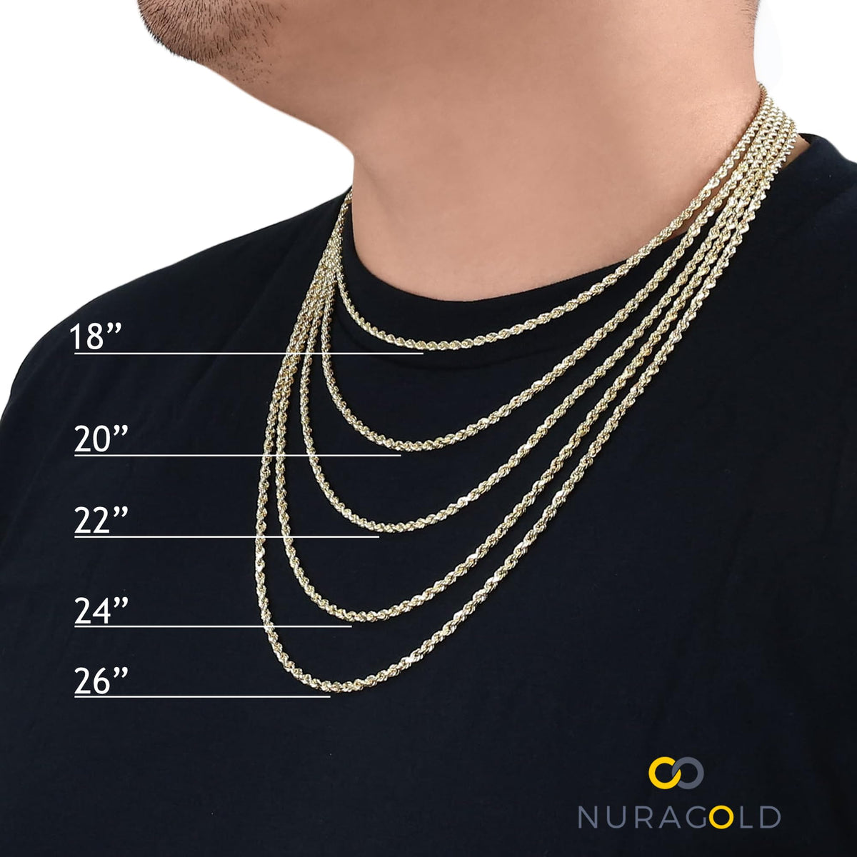 18k Yellow Gold Cuban Link Chain Necklace V1926