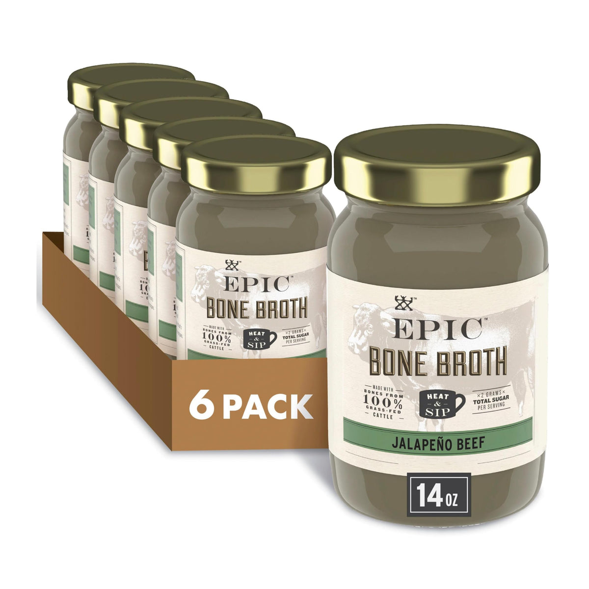 Beef Jalapeno Sea Salt Bone Broth 14 fl oz Pack of 6 M175