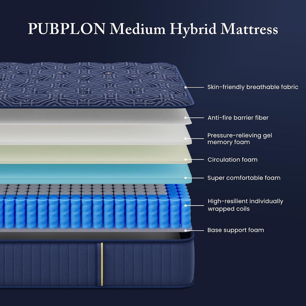 Queen 14 Inch Hybrid Gel Memory Foam Mattress in a Box P718