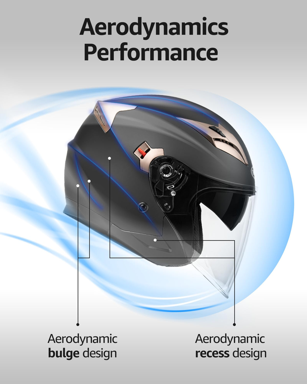 Open Face 3/4 Motorcycle Helmet DOT Approved Dual Visor P5601