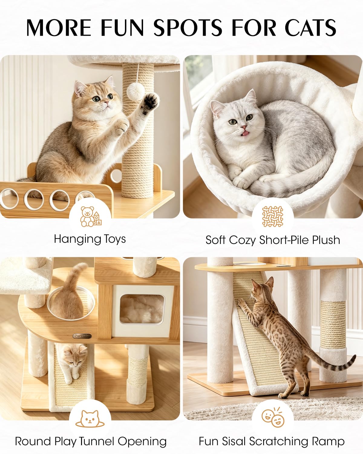70" Wood Cat Tree for Large Cats G879225
